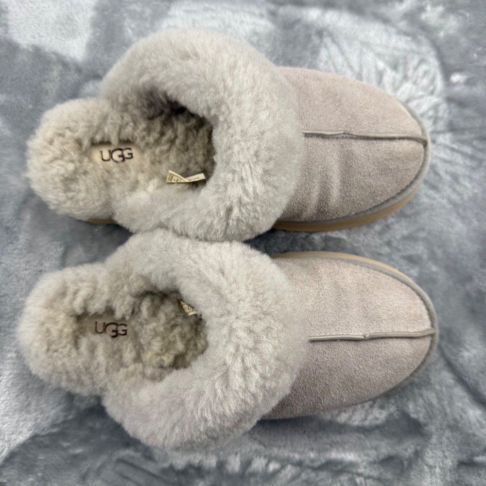 UGG Disquette Suede Platform Slippers Goat Grey Womens 8 1122550‎ - Picture 12 of 13